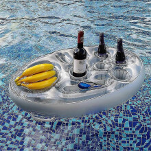 (Transparent) Premium Poolside Inflatable Floating Table for Drinks & Relaxation, 1 Set