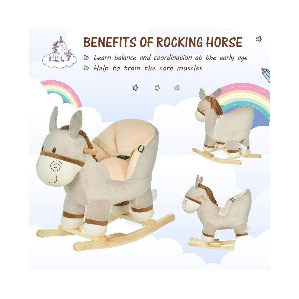 Children's Rocking Horse ,Plush Riding Donkey Grey