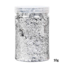 (Silver) Fiocchi d'oro commestibili da 10 g per decorare torte, dessert e altri alimenti.