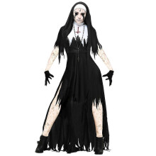 (Black, Xl) Costume da suora zombie di Halloween per donna - Abito da vampiro demone e abito da predicatore clericale, set cosplay per adulti