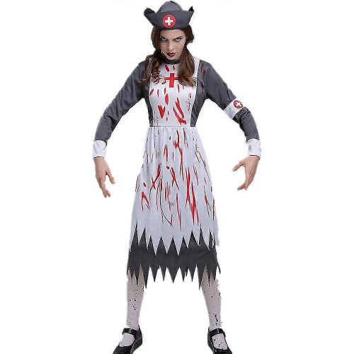 (S) Ensemble de déguisement d'infirmière d'Halloween avec imprimé