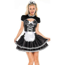 (M) Completo intimo sexy da cameriera francese per donna, ideale per cosplay e giochi di ruolo.