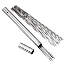 (Stick +20* stick) Stainless Steel Kebab Skewer Set – Effortless Silver Grilling for Cooked Kebabs & BBQ Rack