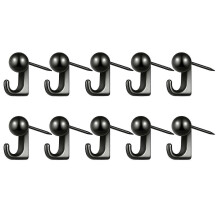 (Black) 10 crochets Ă punaises en alliage de zinc noir - Fixations murales robustes pour tableaux et objets artisanaux sur panneaux de bois tendre