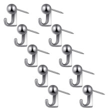 (Silver) 10 crochets Ă punaises en alliage de zinc noir - Fixations murales robustes pour tableaux et objets artisanaux sur panneaux de bois tendre