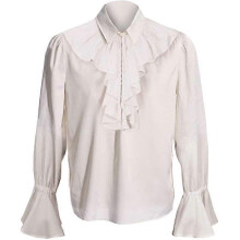 (white, XXL) Costume da vampiro rinascimentale steampunk medievale per uomo, ideale per Halloween, con camicia a balze.