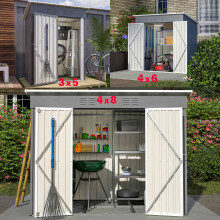 BIRCHTREE Metal Garden Shed Pent Roof 3X5FT Grey