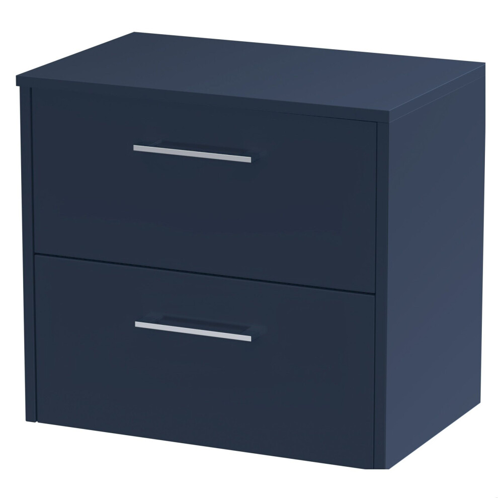 Balterley Winshill Contemporary 2 Drawer Wall Hung Vanity Unit With Worktop, 600Mm Blue