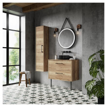 Winshill Contemporary 2 Drawer Wall Hung Vanity Unit with Worktop, Light Oak, 800mm