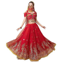(M) Ensemble de danse Bollywood 7 pièces : Costume de danse du ventre rétro avec grande jupe -CN-2026