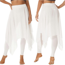 (white, 3XL) Jupe de danse asymétrique en mousseline pour femme avec leggings - Costume de ballet lyrique pour l'entraînement et les spectacles