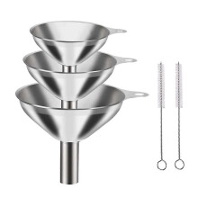 (S 5pcs) 3-teiliges Edelstahl-Trichterset mit ergonomischem Griff und Klemmring, spülmaschinenfest für Öl, Wein und Gewürze