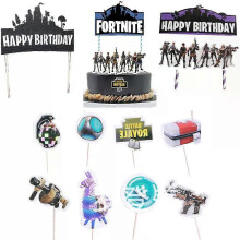 (cake topper24pcs-B) Anime Fortnite Cake Topper Set - 2024 Birthday Party Decoration, Compatible with Tress Night, Gift for Boys & Kids