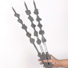 (1) Stainless Steel Turkish Kebab Skewers with Wooden Handles for Koobideh BBQ