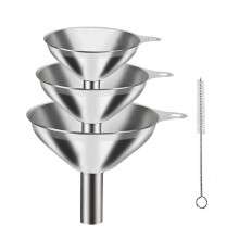 (S 4pcs) 3-teiliges Edelstahl-Trichterset mit ergonomischem Griff und Klemmring, spülmaschinenfest für Öl, Wein und Gewürze