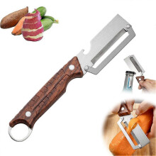 (1pcs) Ergonomisk skreller og flaskeåpner i rustfritt stål – 2-i-1 skarpt kjøkkenverktøy
