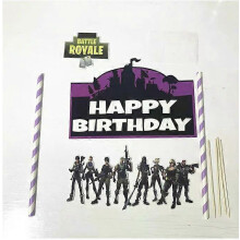 (cake topper1pcs-F) Anime Fortnite Cake Topper Set - 2024 Birthday Party Decoration, Compatible with Tress Night, Gift for Boys & Kids