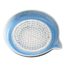 (Blue) Plat à broyeur en céramique antirouille : presse-ail et bol à fruits multifonctions pour la cuisine, plateau à glaçure progressive