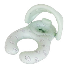 (Green) Galleggiante gonfiabile per neonati con tettuccio e morbido supporto per le gambe.