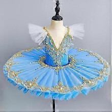 (blue, 120cm) Ensemble 2 pièces de tutu et costume de ballet pour petites filles, idéal pour la danse ballerine.