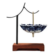 (J) Infuseur à thé rotatif en céramique bleue et blanche peinte à la main, en forme de parapluie, pour la préparation du café Kung Fu