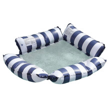 (2) 4-pack randig PVC-flytmatta för pool, sjö och strand – nätbotten, förstärkta kanter för vuxna