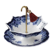 (E) Infuseur à thé rotatif en céramique bleue et blanche peinte à la main, en forme de parapluie, pour la préparation du café Kung Fu