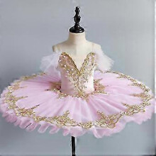 (pink, 140cm) Costume da ballerina per bambine, completo da danza in due pezzi, ideale per spettacoli.