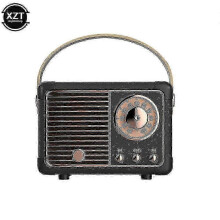 (Black) Lettore MP3 wireless vintage con altoparlante Bluetooth, radio FM e porta USB.