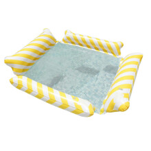 (5) 4-Pack Striped PVC Floating Mat for Pool, Lake & Beach – Mesh Bottom, Reinforced Edges for Adults