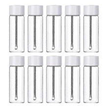 (Clear, 10 pcs) 5/10Pcs Portable Glass Spice Jars with Spoon, Airtight Travel Containers for Camping & Kitchen Condiment Storage Jikaix 25-26