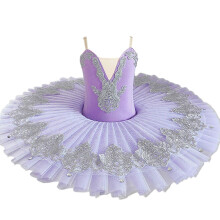 (Purple, 160) Abito tutù da balletto blu 110 per bambine: body con canotta e gonna e costume da principessa ballerina per competizioni