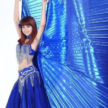 (royal blue, 360 degree isis wing) Completo da danza del ventre con ali d'angelo - Set di 2 pezzi