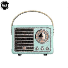 (Blue) Altoparlante Bluetooth retrò con radio FM e lettore musicale USB.