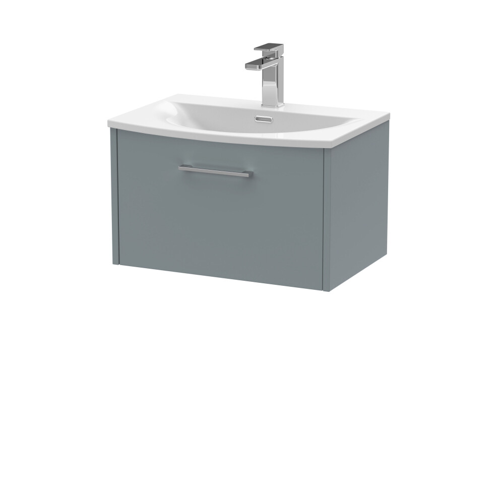 Balterley Winshill Contemporary 1 Drawer Wall Hung Vanity Unit With Curved Basin, 600Mm Grey