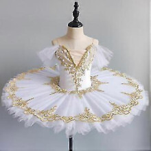 (white, 110cm) Ensemble 2 pièces de tutu et costume de ballet pour petites filles, idéal pour la danse ballerine.