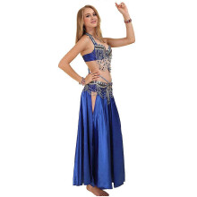 (Blue, S) Completo da donna per Halloween con gonna da danza del ventre e costume indiano