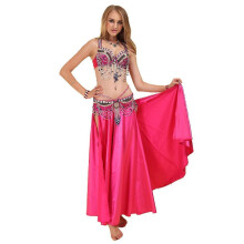 (Rose, L) Ensemble de costume indien pour femme, jupe de danse du ventre, pour Halloween