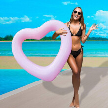 (Pink, Adult) 2026 Sunshine-mall Gonfiabile a forma di cuore per piscina, divertente lettino acquatico per feste in spiaggia per bambini e adulti.