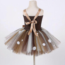(Only dress, 7-8t) Abito tutù da renna marrone per bambine - Costume da principessa per Natale e Halloween, set da 2 pezzi