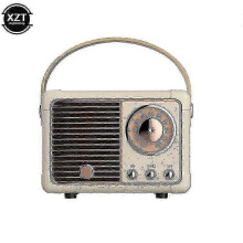 (White) Lettore MP3 wireless vintage con altoparlante Bluetooth, radio FM e porta USB.
