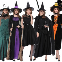 (1855, Xl) Halloween Häxmantel Set - Spöklik Cosplay-outfit för Spökfestivalmaskerad