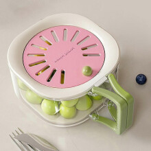 (Pink) 2-in-1 Thickened Fruit & Veggie Wash Basket with Efficient Drainage Tray