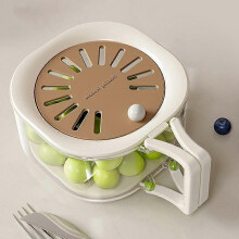 (Brown) 2-in-1 Thickened Fruit & Veggie Wash Basket with Efficient Drainage Tray