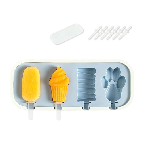 Silicone Ice Cream Molds Set Easy Release-Blue Bear. paw.