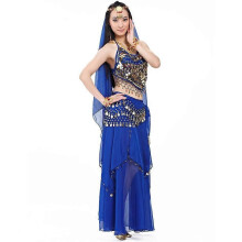 (Dark blue) 5-teiliges Bauchtanz-Outfit-Set für Damen mit BH und Gürtel für Karneval