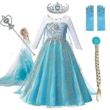 (120cm) Ensemble de robe de cosplay Elsa pour filles