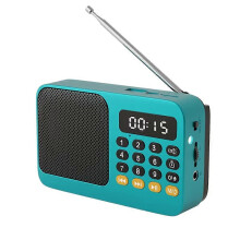 (Sky blue) Radio FM DAB, altoparlante Bluetooth portatile ricaricabile per emergenze, mini lettore musicale vintage MP3, sound box per radioamatori