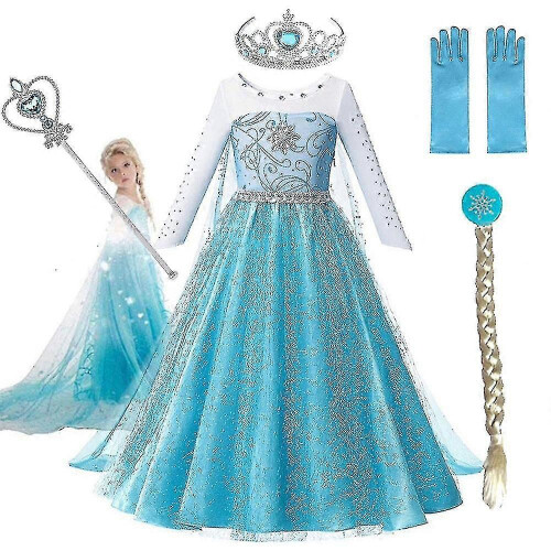 (130cm) Ensemble de robe de cosplay Elsa pour filles