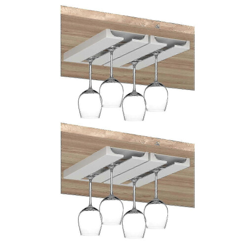 (White, 4pcs) Kitchen Hanging Wine Glass Holder for 100/200g Load, Fits Multiple Cup Styles